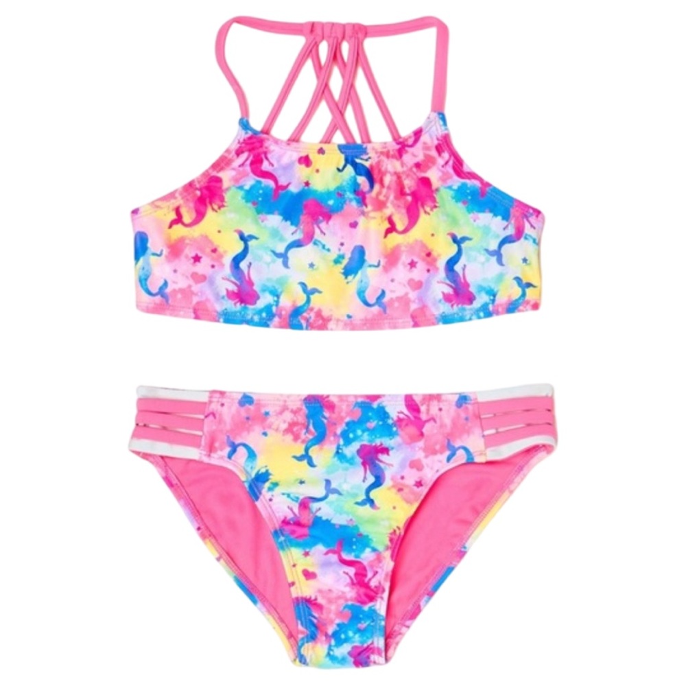 Wonder Nation Girls Mermaid Splatter Paint Colorful Bikini XXL New with Tag